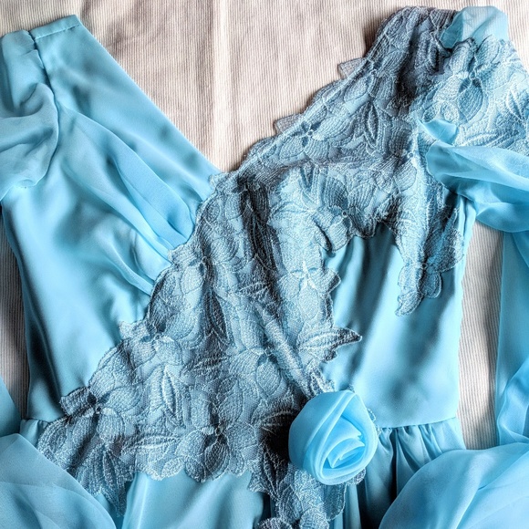 Gorgeous 80s vintage Frozen blue union made dress - Picture 3 of 8